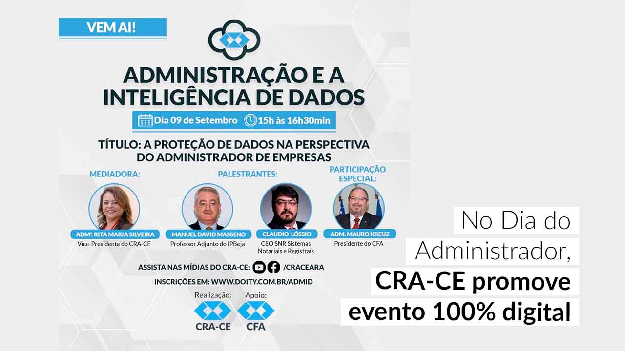 Acompanhe logo mais o evento 100% digital em comemoração ao Dia do Administrador