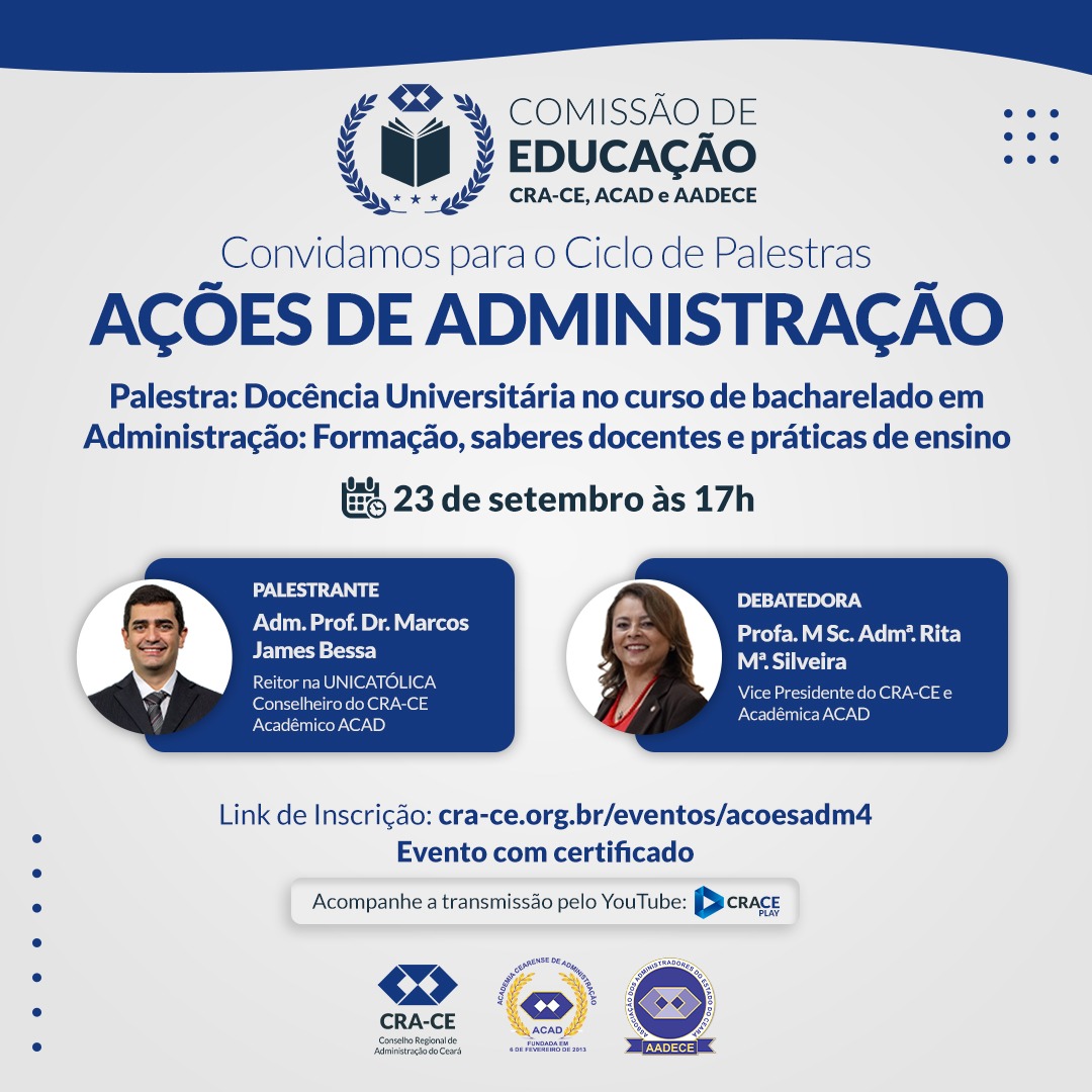 Acompanhe mais um ciclo de palestras do Ações de Administração