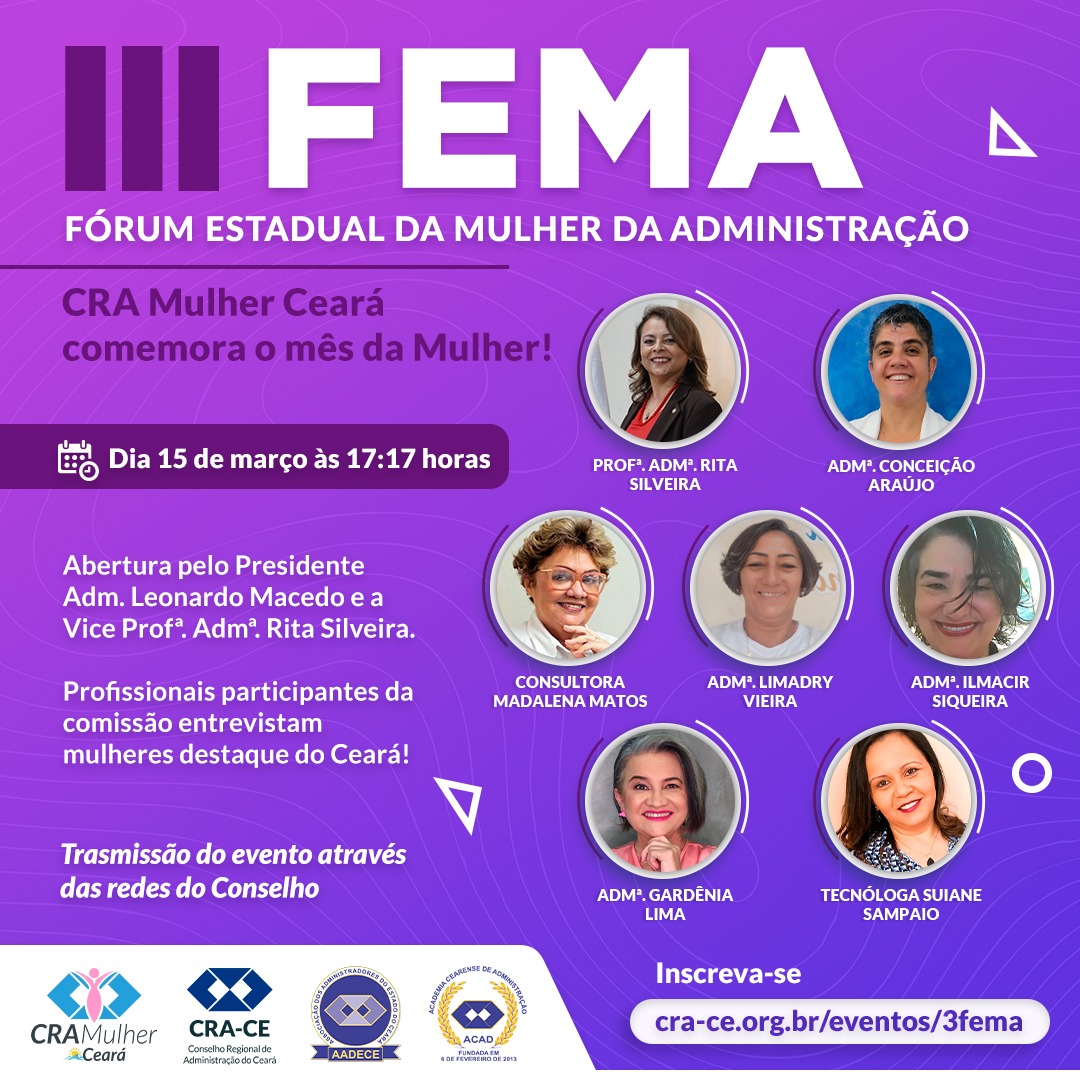 CRA-CE realiza o 3º Fórum Estadual da Mulher da Administração